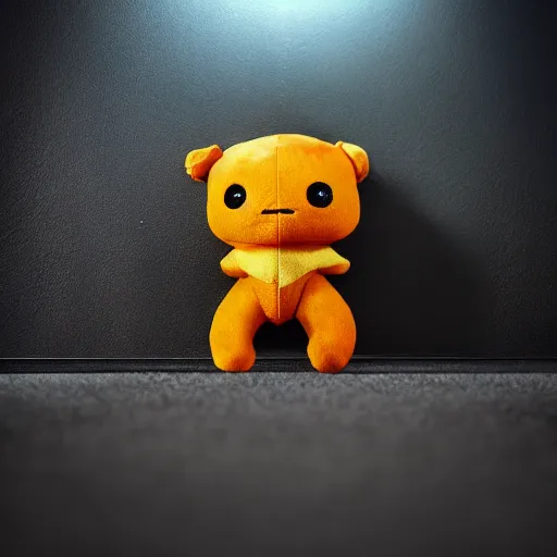 Image similar to Plushie Monster hiding from very buff Chuck Norris, Bedroom, dramatic and intense atmosphere, trending on artstation, 40nm lens, 4k,