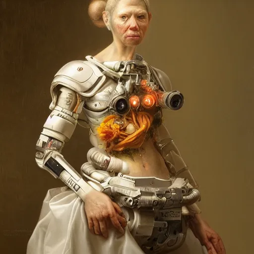 Image similar to Ultra detailed, 4K Portrait of a Cyborg by Rachel Ruysch