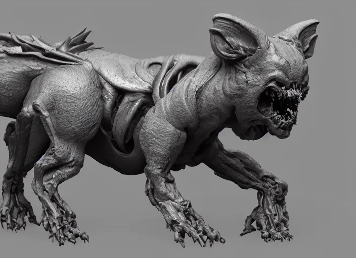 Image similar to a close up of a creepy looking animal, cyberpunk art by ikuo hirayama, zbrush central contest winner, photorealism, zbrush, behance hd, polycount