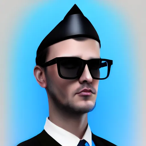 Image similar to rich businessman wearing an expensive blue crown and black shades , digital painting , digital art , artstation , devian art , 4k , HD