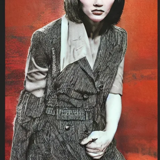 Prompt: a beautiful medium - shot of scarlett johnasson as the major looking into the distance, in the style of the ghost in the shell, beautiful face, beautiful body, beautiful light failling on her face, chin - length bob with bangs haircut, by annie leibowitz
