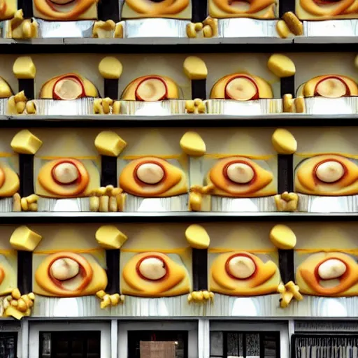 Image similar to a building that is cheese themed