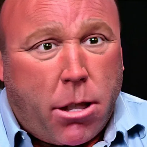 Image similar to Alex Jones transforms into an enormous pig on live television