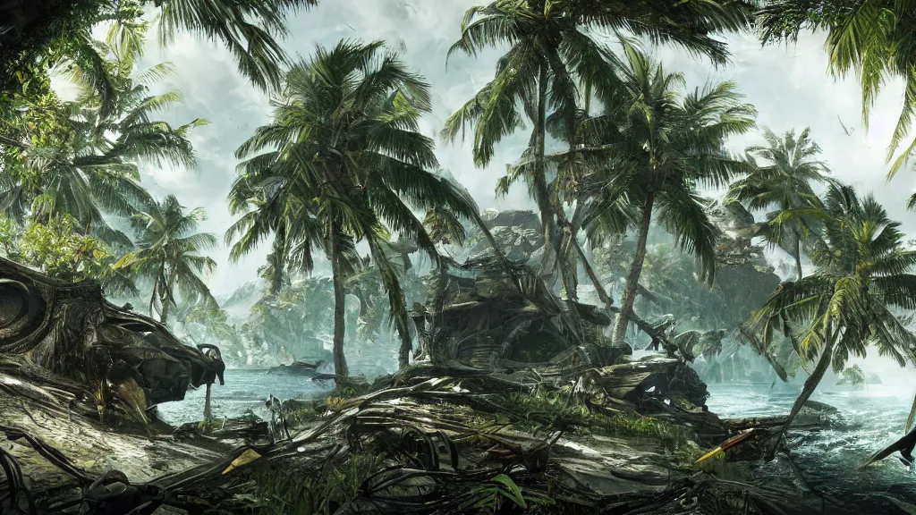 Image similar to Crysis 3 island, painting