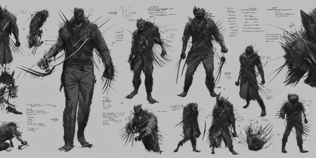 Image similar to the wolverine, character sheet, concept design, contrast, kim jung gi, greg rutkowski, zabrocki, karlkka, jayison devadas, trending on artstation, 8 k, ultra wide angle, pincushion lens effect