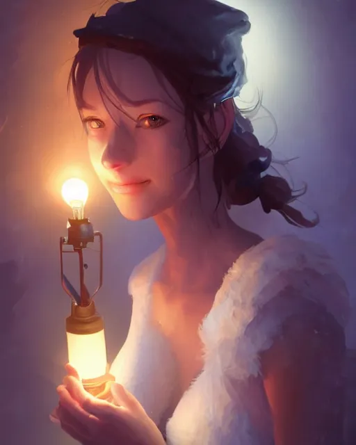 Image similar to a beautiful coalminer woman in a mine lit by a lamp, ambient cave lighting, detailed face, by makoto shinkai, stanley artgerm lau, wlop, rossdraws