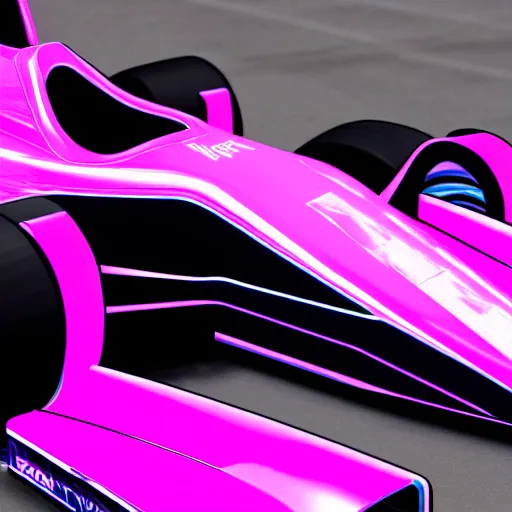 Image similar to detailed photo of a synthwave formula one car, 8 k.