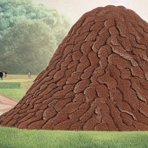 Image similar to a giant anthill in the shape of an old-fashioned school, photorealistic