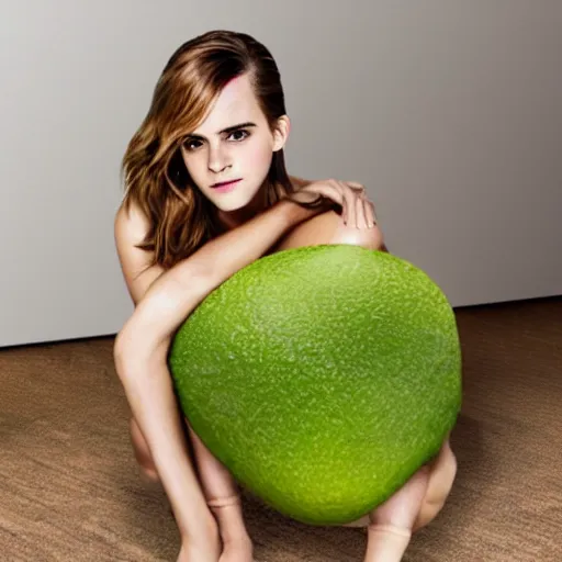 Image similar to emma watson as an avocado chair