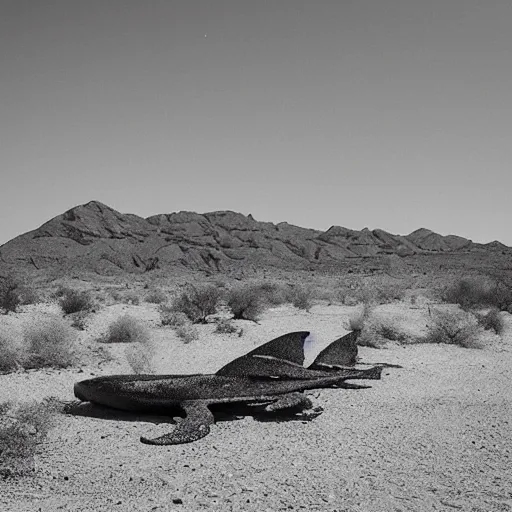 Image similar to 🐋🐳🐉🤖 in desert, photography by bussiere rutkowski andreas roch