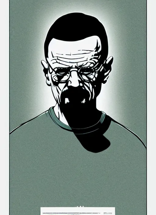 Image similar to highly detailed poster artwork by Michael Whelan and Tomer Hanuka, of Walter White, from scene from Breaking Bad, clean