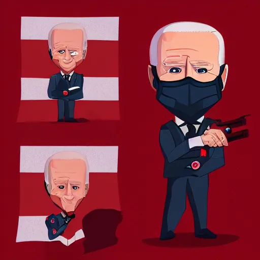 Image similar to Chibi Biden surrounded by darkness with red glowing eyes, highly detailed, realistic, 4k, propaganda