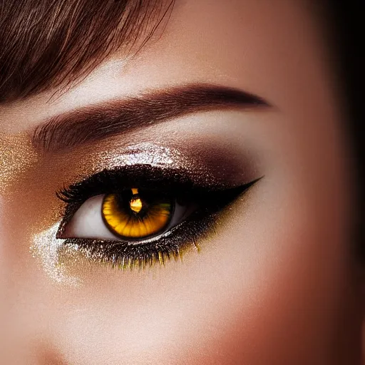 close view of an eye of a woman with complex makeup,, Stable Diffusion