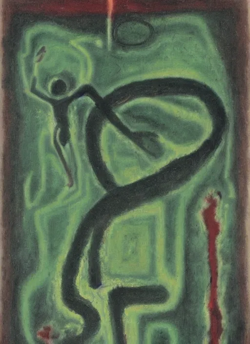 Image similar to biomechanical talisman of the crawling ones and the green flame by maggi mcdonald, mark rothko, sabina klein