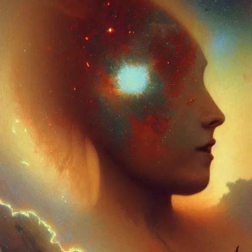 Image similar to detailed portrait of a nebula explosion, artstation, bouguereau, beksinski, in africa, cinematic