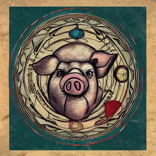 Prompt: esoteric pig art