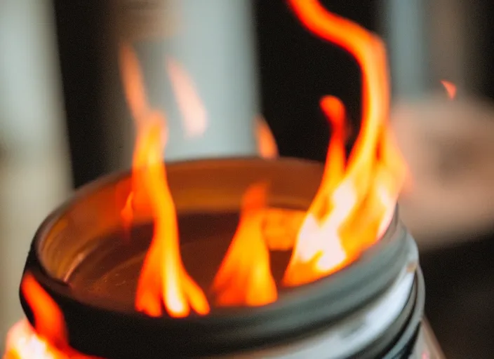 Image similar to dslr photograph of a jar filled with fire, 8 5 mm f 1. 8