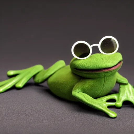 Prompt: A frog with sunglasses,plush doll,8k