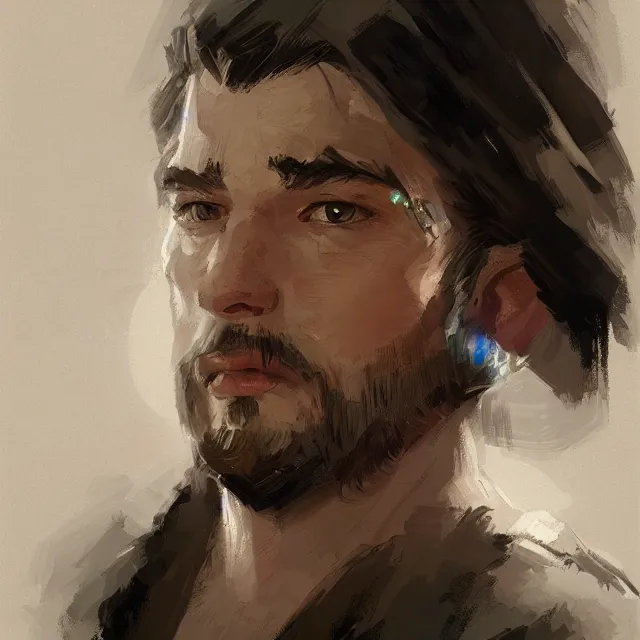 Image similar to steve from minecraft, portrait, elegant, intricate, digital painting, artstation, concept art, smooth, sharp focus, illustration, art by konstantin korovin and daniel f. gerhartz and john howe