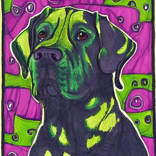 Image similar to illustration of a pretty green dog