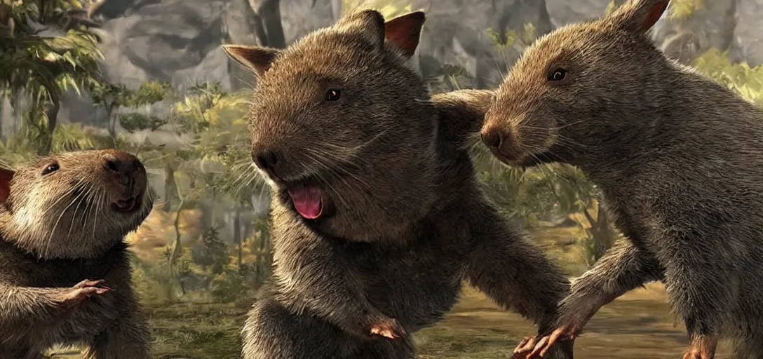 Image similar to wombat fights wombat in mortal kombat