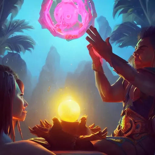 Image similar to glowing magic palms floating in the air, glowing magic palms floating, bright art masterpiece artstation. 8 k, sharp high quality artwork in style of jose daniel cabrera pena and greg rutkowski, concept art by tooth wu, blizzard warcraft artwork, hearthstone card game artwork, hands anatomy