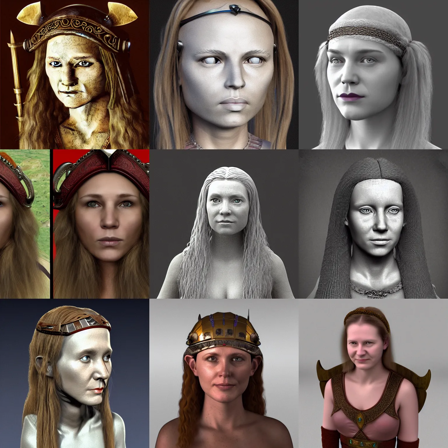 Prompt: stereoscopic 3D portrait of a female viking