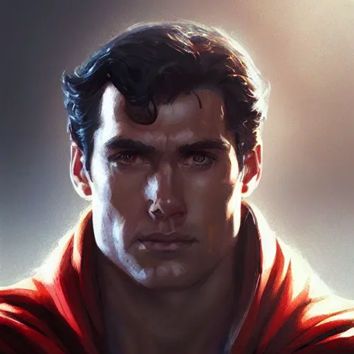 Image similar to portrait of superman by greg rutkowski, highly detailed portrait, digital painting, artstation, concept art, smooth, sharp foccus ilustration, artstation hq