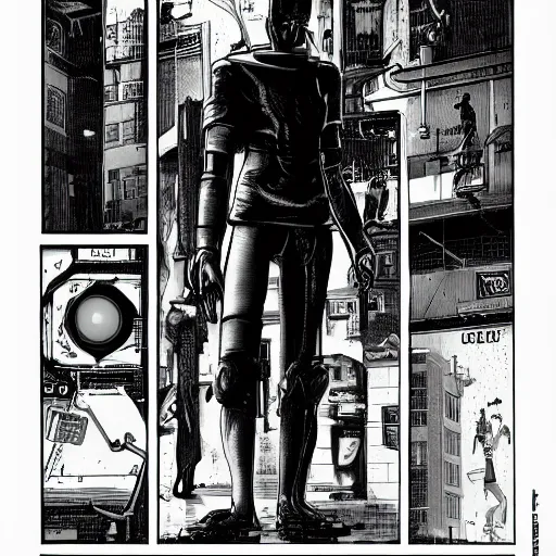 Image similar to a cyberpunk noir of gay robots 1885