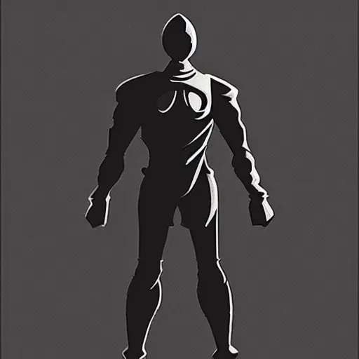 Image similar to concept art, stylized silhouette, super exaggerated proportions, concept design, male, science fiction suit, helmet, by mike mignola