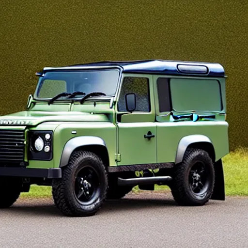 Image similar to a land rover defender designed by johnny ive and apple