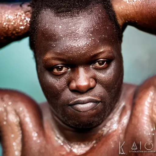 Image similar to photographic portrait by Annie Leibovitz of KSI in a hot tub, closeup, foggy, sepia, moody, dream-like, sigma 85mm f/1.4, 15mm, 35mm, 4k, high resolution, 4k, 8k, hd, full color