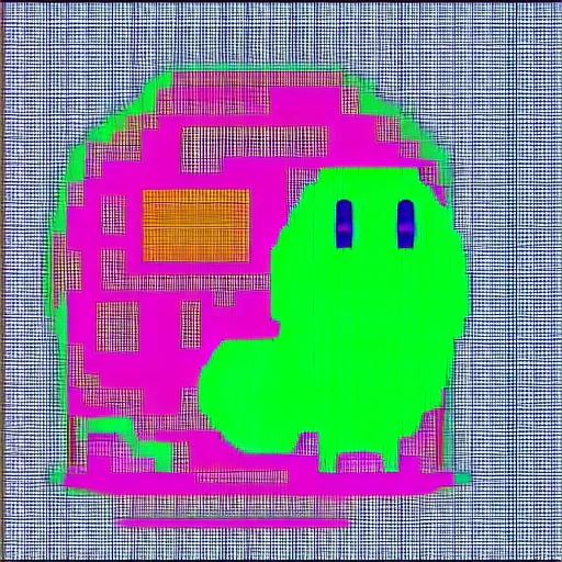 Prompt: pixel art of a neon monster