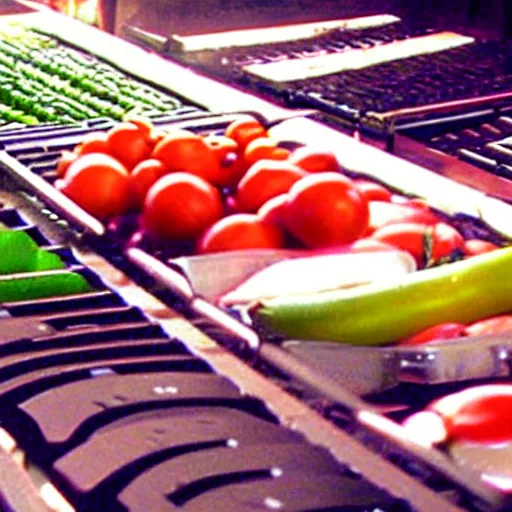 Prompt: film still of fresh produce making beats