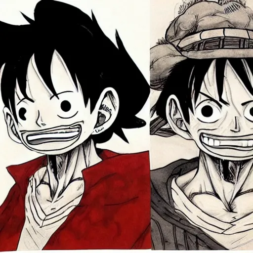 Image similar to luffy with mustache by kim jung gi