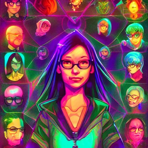 Image similar to skill magic geek inside matrix deepdream radiating a glowing aura stuff loot legends stylized digital illustration video game icon artstation lois van baarle, ilya kuvshinov, rossdraws,