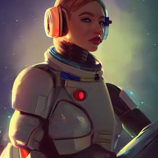 Image similar to a beautiful portrait of a space bounty hunter by frank choi trending on artstation