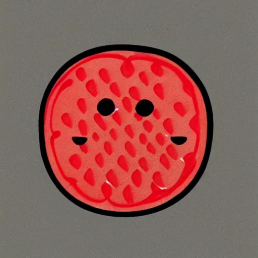 Image similar to pencil sketch of cartoon diecut sticker of cute kawaii watermellon slice with white border and light gray background on paper