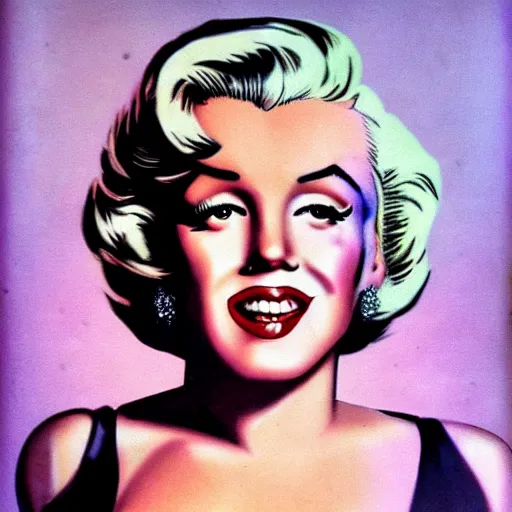 Prompt: “Marilyn Monroe portrait, color vintage magazine illustration 1950”
