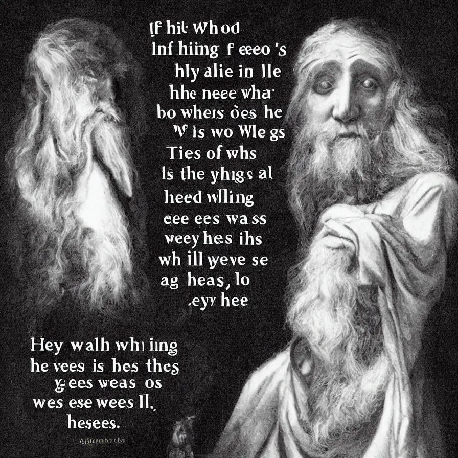 Image similar to He who sees infinite in all things sees God. He who sees the Ratio only sees himself. Therefore, God becomes as we are, that may be as he is.