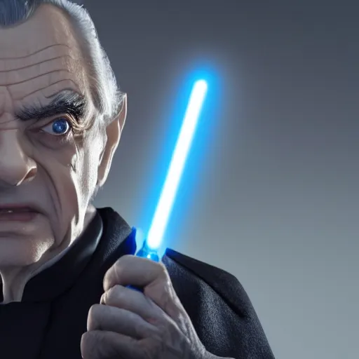 Image similar to mr. bean is darth sidious in star wars, 4 k, studio portrait, photography, cinematic lighting, highly detailed