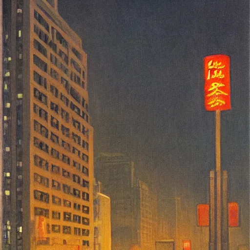 Prompt: Beijing, night, China, Edward Hopper