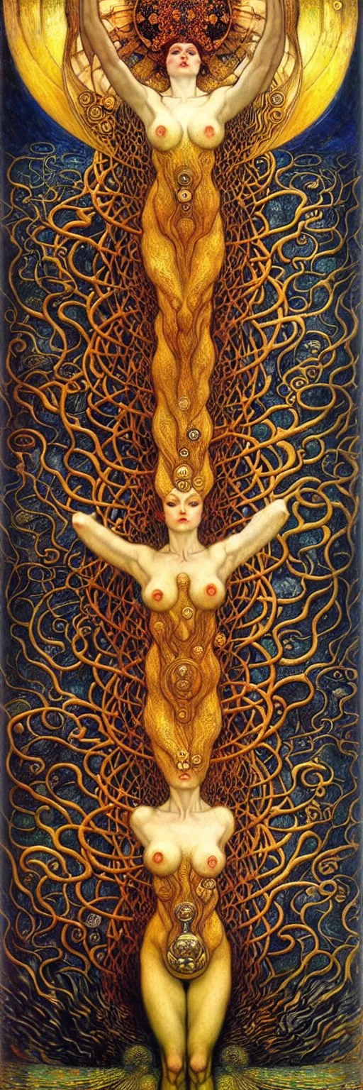 Image similar to Divine Chaos Engine by Karol Bak, Jean Delville, William Blake, Gustav Klimt, and Vincent Van Gogh, symbolist, visionary