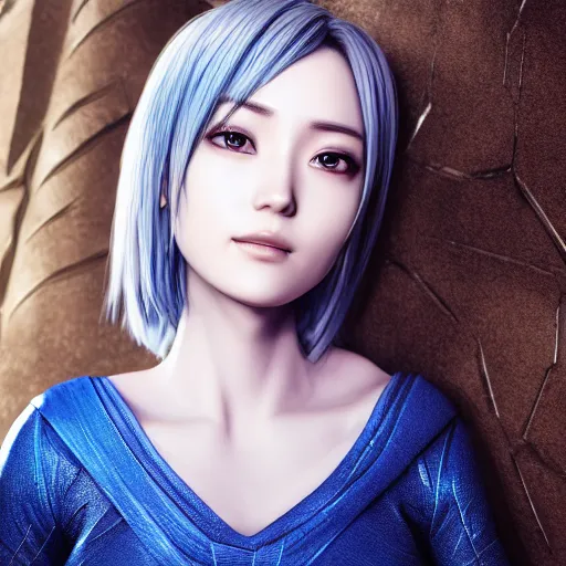 Image similar to rimuru looking into the camera, beautiful face, ultra realistic, fully clothed, intricate details, highly detailed, 8 k, photorealistic, octane render, unreal engine, photorealistic, portrait