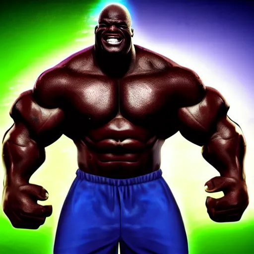 Prompt: if Shaq O'Neil was the hulk, cinematic, epic, cool, photo realistic, 4k, high detail