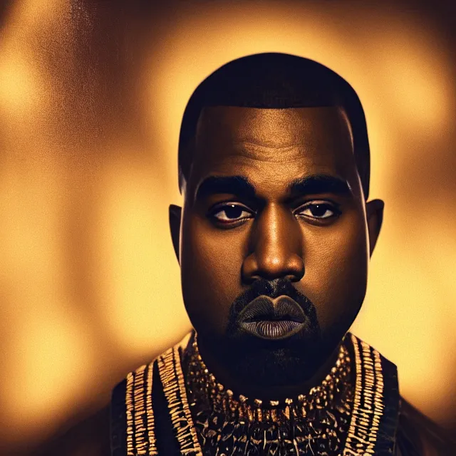 Image similar to majestic gracious egyptian kanye west as god ra portrait, atmospheric lighting, painted, menacing, intricate, volumetric lighting, beautiful, rich deep colours masterpiece, golden hour, sharp focus, ultra detailed, by leesha hannigan, ross tran, thierry doizon, kai carpenter, ignacio fernandez rios