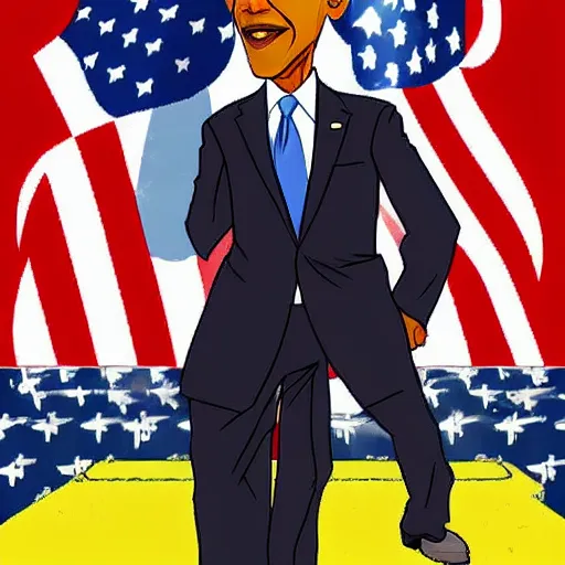 Image similar to obama in the style of akira