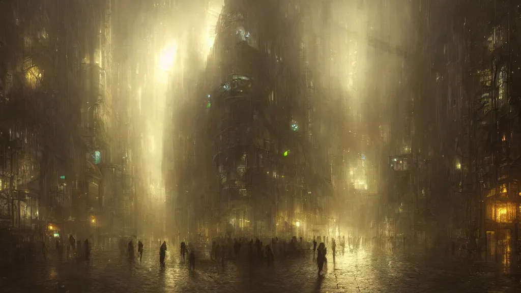 Image similar to technological cityscape deep underground, andreas achenbach, artgerm, mikko lagerstedt, zack snyder, tokujin yoshioka