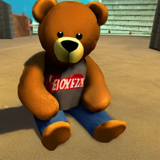 Prompt: tony hawk's extreme teddy bear cuddling for playstation 2, video game screenshot