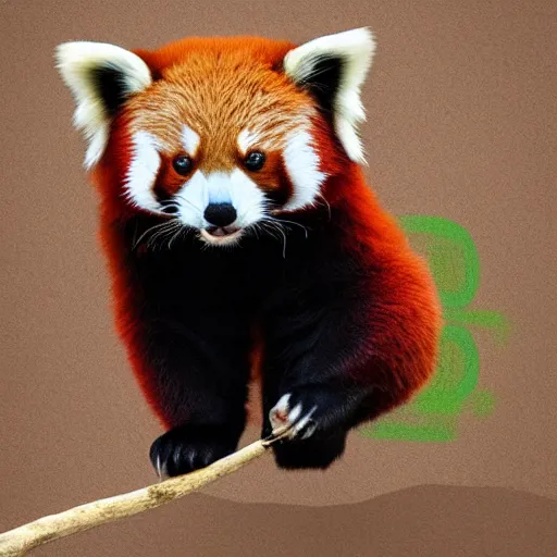 Image similar to digital art of a red panda showing its middle finger